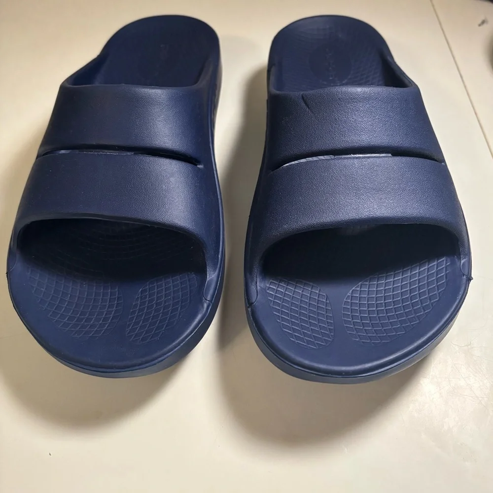 OOFOS | OOahh Sport Sandals Blue Slides Sz M8/W10 - Picture 2 of 8